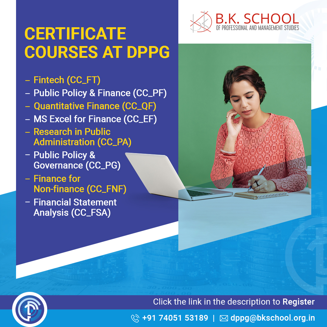 bkdppg's tweet photo. Develop your skills and improve career prospects with Certificate courses at the Department of Public Policy & Governance, BKSPMS
Click the link below to apply now.
https://t.co/rrxqB0mPDY
#certificatecourse #skillsdevelopment #bkspms #careeropportunities https://t.co/9kbXhab0hU