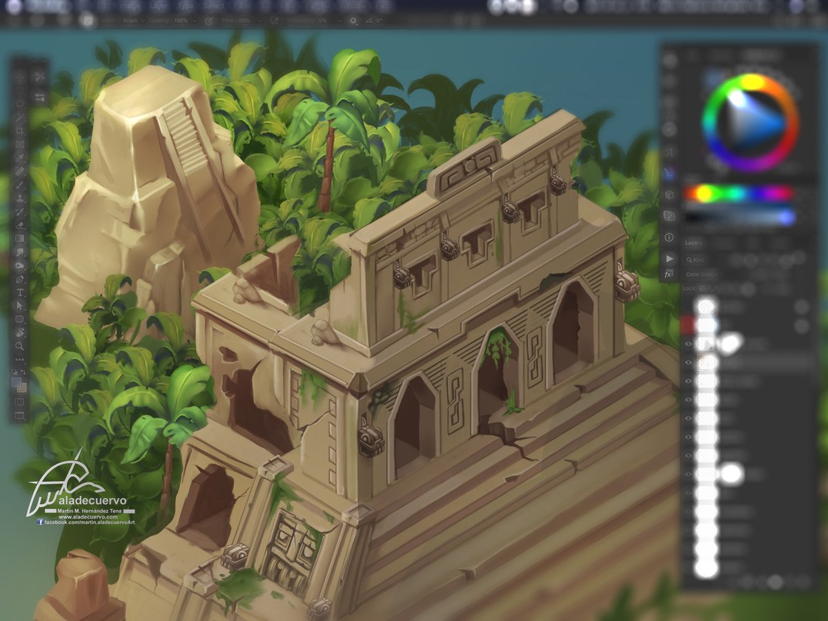aladecuervo's tweet photo. Work in progress. A Mayan style city illustration on isometric illustration. Wip!
#gameart #mayanart #isometric #photoshopart #aladecuervo #wip #props #assets #arteparavideojuegos #DigitalArtist #ruins #Maya https://t.co/1pCsLbyORf