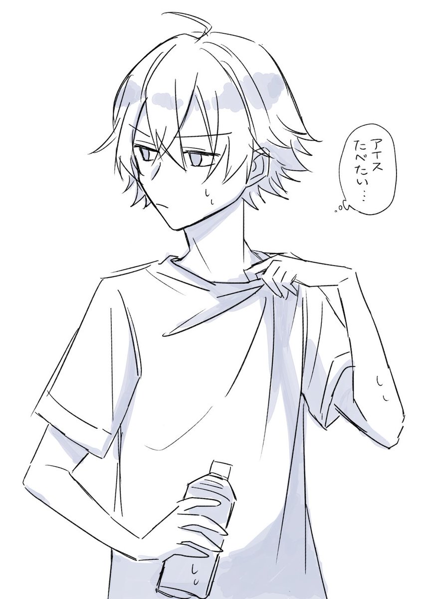 らくがきだけどお顔が可愛く描けたので気に入っている。Tシャツ水くん 