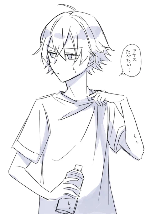 らくがきだけどお顔が可愛く描けたので気に入っている。Tシャツ水くん 