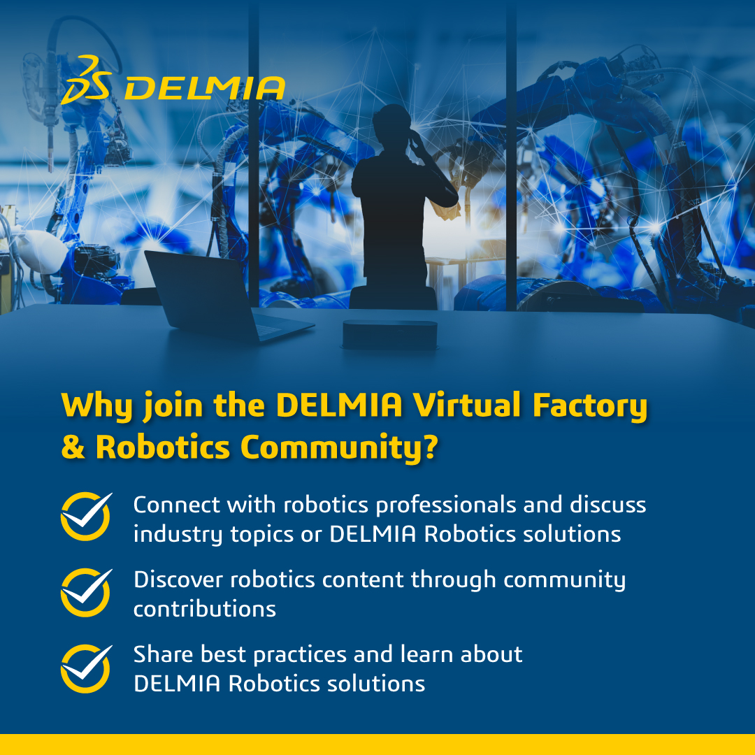 3DSdelmia's tweet photo. 👨🏽💻 Interested to gain the latest insights and innovations in the field of industrial robotics and automation? Join our Virtual Factory & Robotics Community: https://t.co/oVPXVtyWpb
#UserCommunity #VirtualFactory #Robotics https://t.co/zTDIxsCkxh