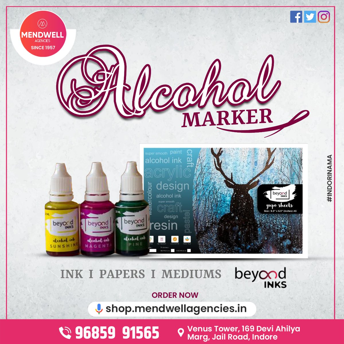 Mendwellindore's tweet photo. #mendwell #mendwellagencies #arcylicpainting #artists #indoreartists #indore #artchitecture #art #artsolutions #stationery #artmaterial #artbooks #classroomdesk #hurryup #officemachine #toolsandmaterials #shopnow #alcohalmarker #marker #ink #beyoodinks https://t.co/veMZL0fjDR