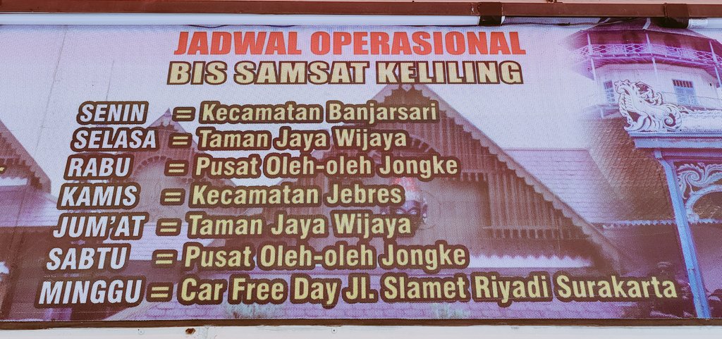 Jadwal Operasional Layanan Samsat Keliling Surakarta