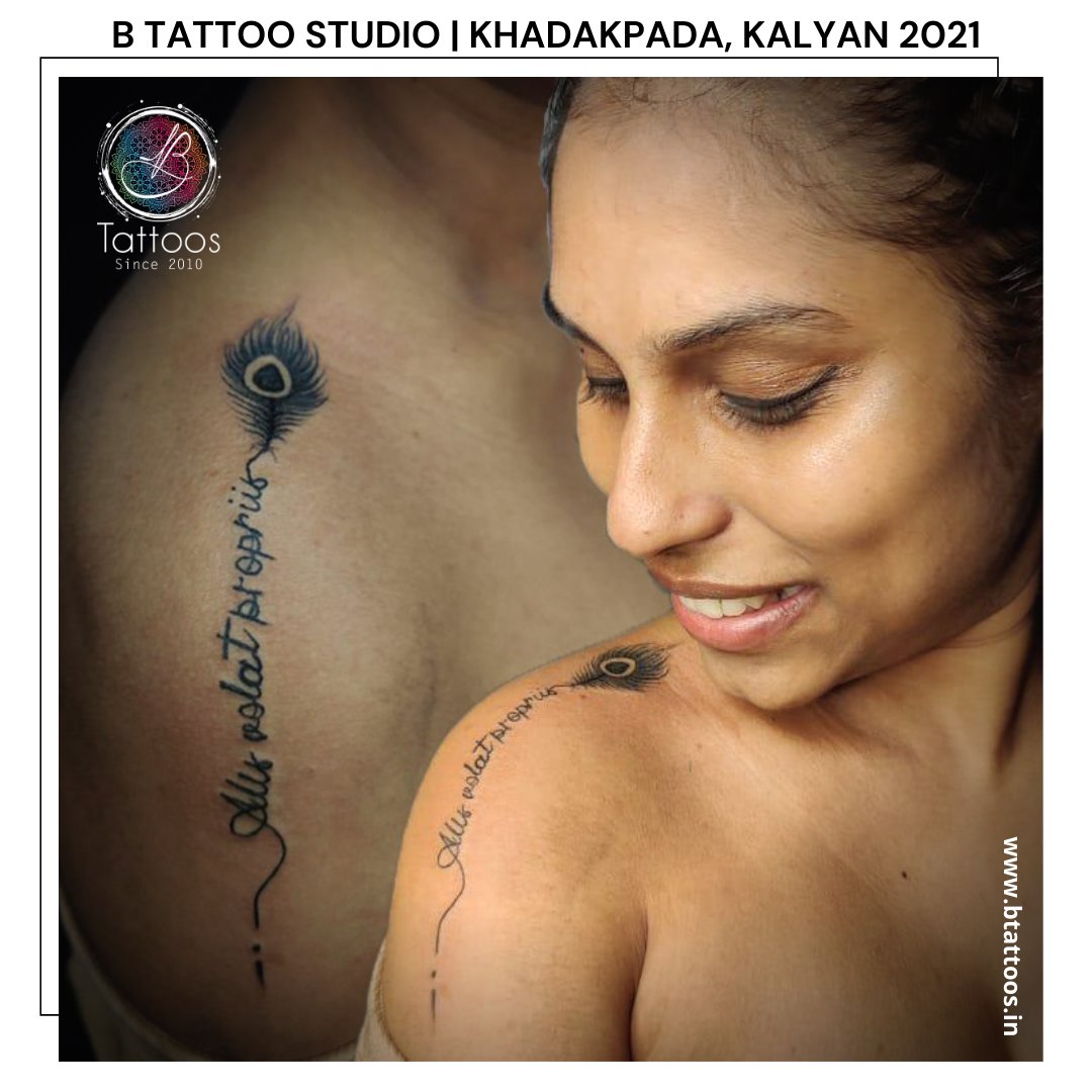 Girl Shoulder Tattoo with Peacock Feather by @btattoos_kalyan at Khadakpada in Kalyan West....

#btattoos #btattoosstudio #kalyan #khadakpada #girls #tattoo #tattoostudio #tattooideas #tattooartist #tattoolife #tattoolifestyle #tattooink https://t.co/HFTsSrh2nW