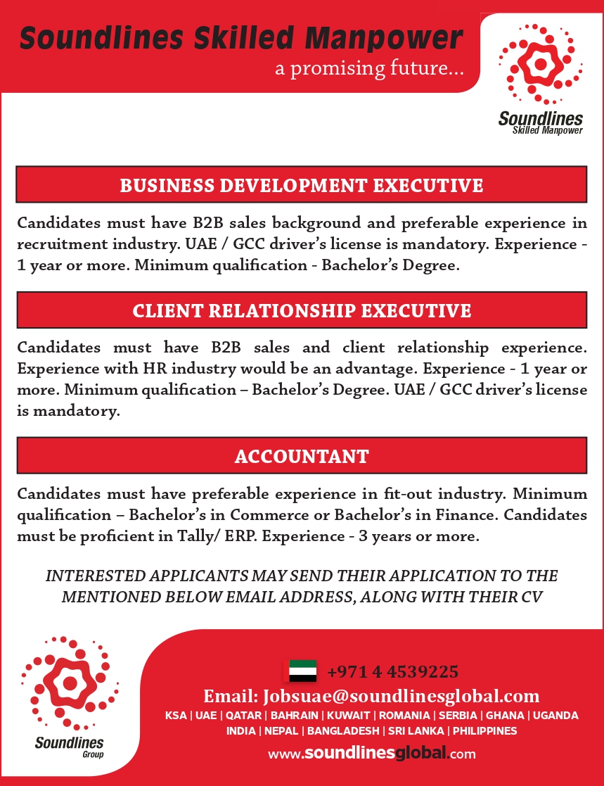 The team is growing!!!
We are interviewing for our Dubai team.

#Soundlines #jobs #jobalert #gulf_news