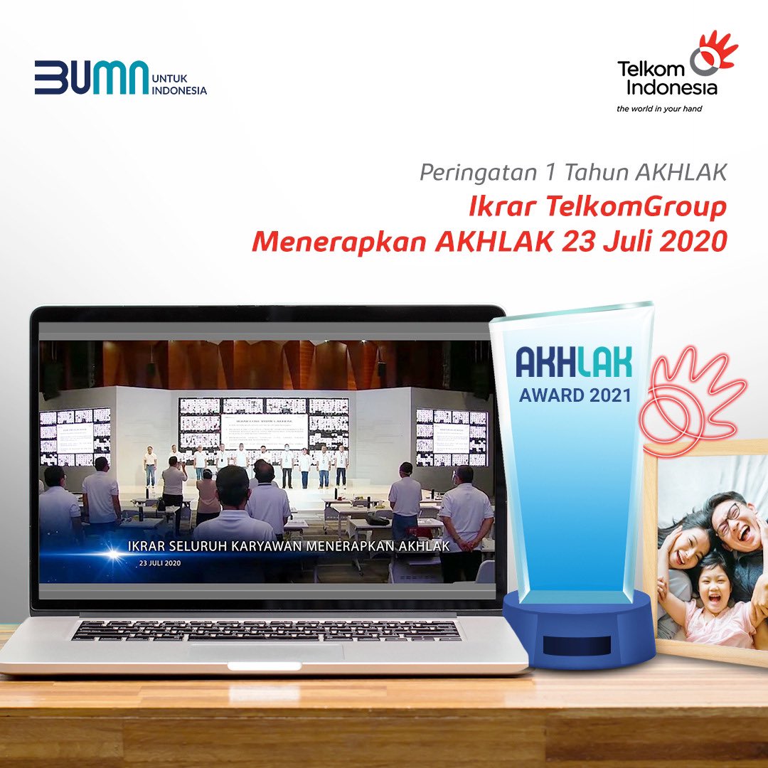 TelkomIndonesia's tweet photo. Pada tahun lalu, seluruh karyawan TelkomGroup pertama kali berikrar untuk menerapkan AKHLAK dalam kehidupannya.
#1TahunAKHLAKBUMN
#1TahunAKHLAKTelkomGroup https://t.co/rwt6eU9Fag