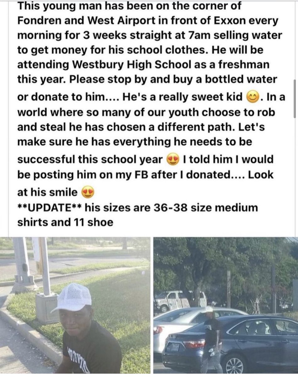 Shout out to <a href="/TRAEABN/">TraeThaTruth</a> who heard about this young man Jaydenn out selling waters every morning to earn $ for school clothes, found him, and took care of him and his family.  Nothin but ♥️ here   #breathewithme