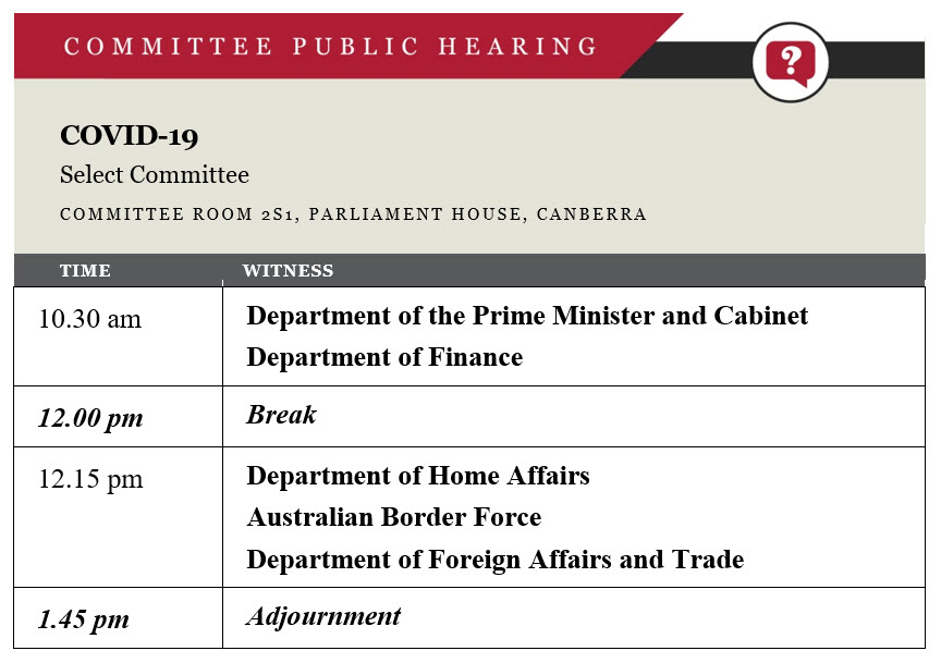 The COVID-19 Select Committee is holding a public hearing today

Live: bit.ly/LiveParl
More information: bit.ly/3cveh1h