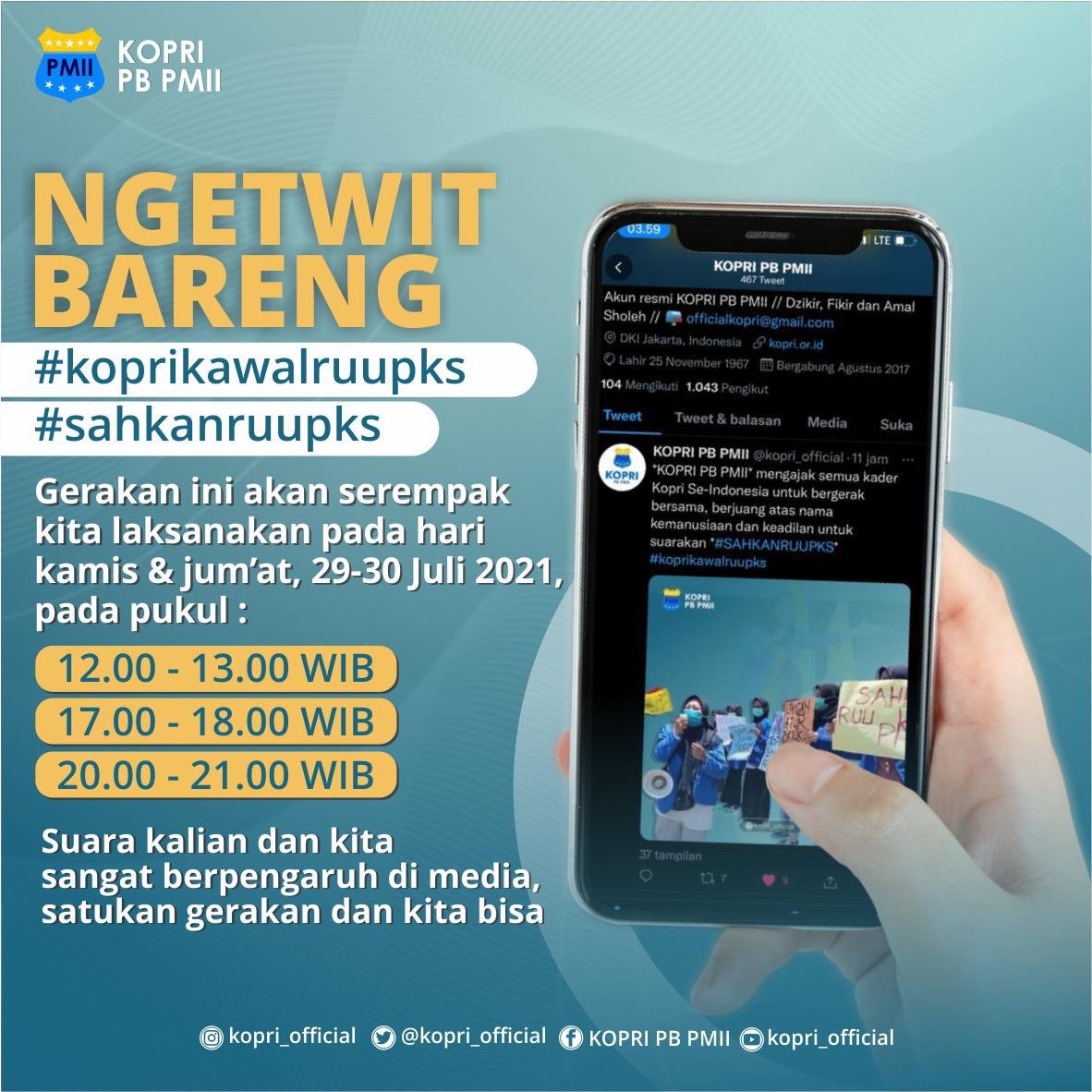 NGETWIT BARENG Dari sabang sampai merauke, satukan suara di twitter. Membuat caption atau postingan tentang perempuan dan keadilan dengan dilengkapi hastag : #Sahkanruupks #koprikawalruupks