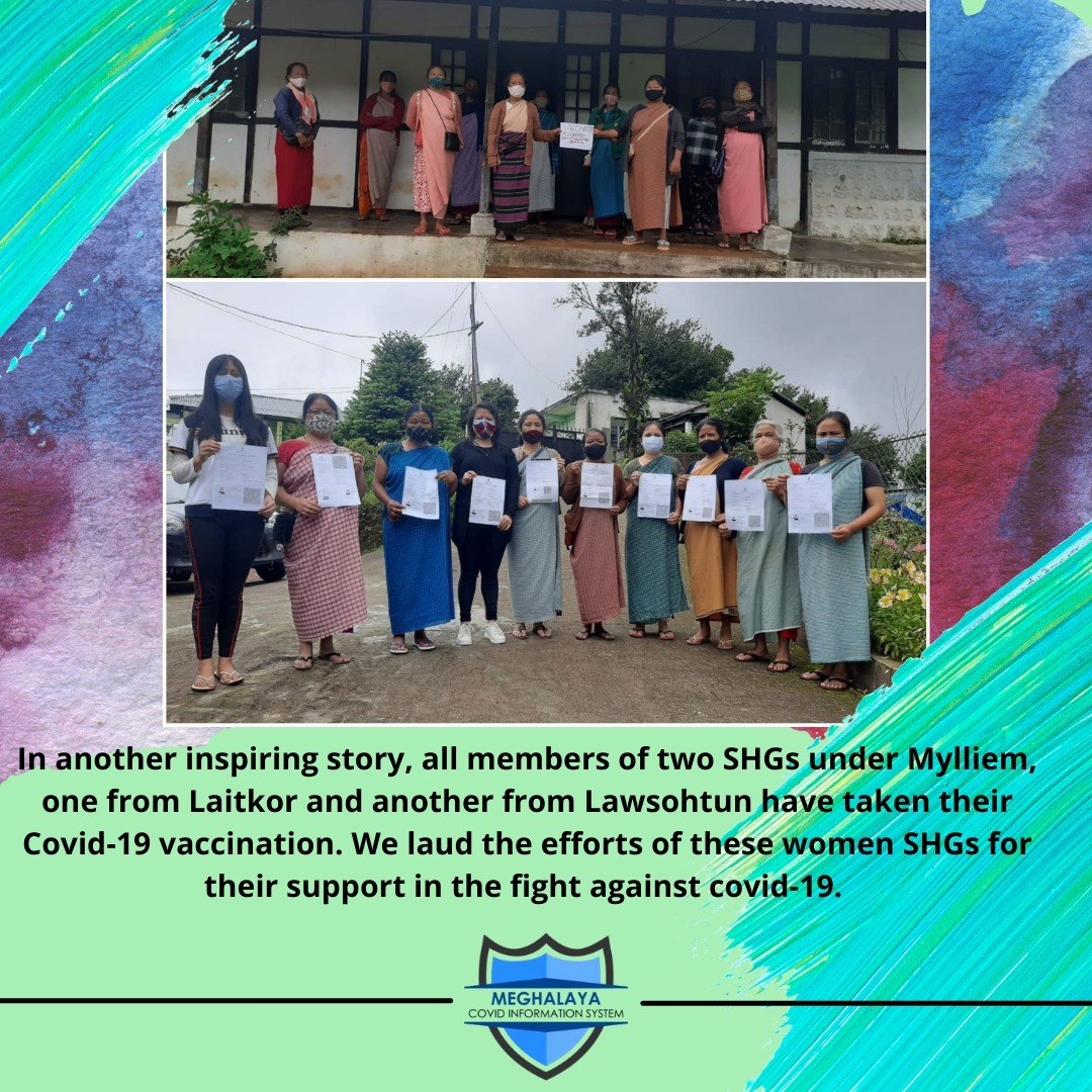 Kudos to the efforts of these women for their support in the fight against covid-19 under Mylliem - Laitkor and Lawsohtun who have taken their Covid-19 vaccination. #MCIS