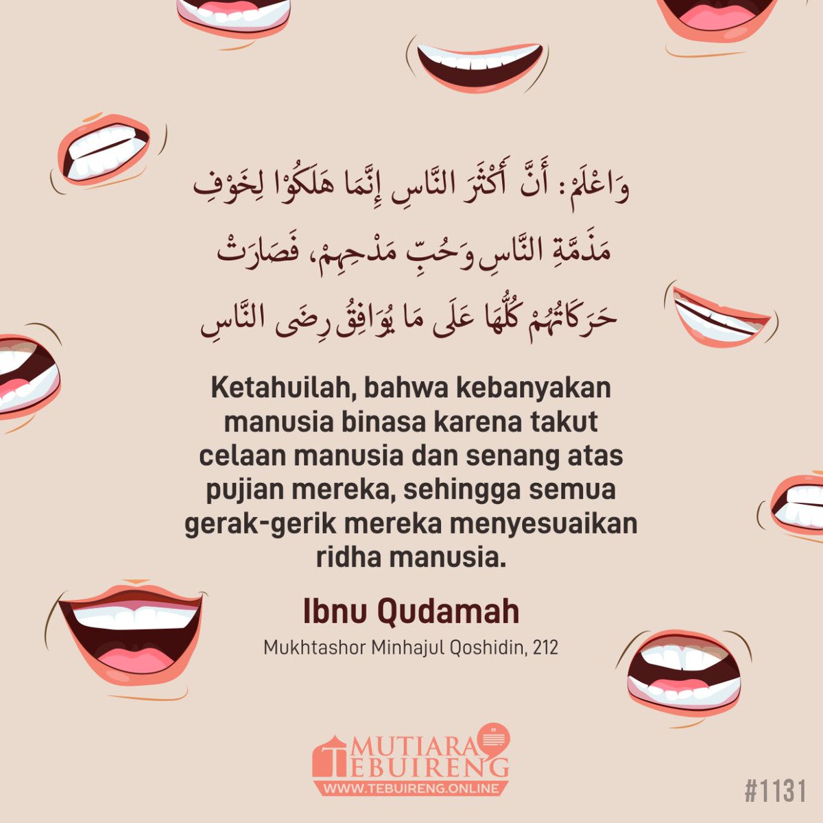 Jangan hiraukan komentar orang lain tentang dirimu. Kita ini bukan hamba yang amatir.