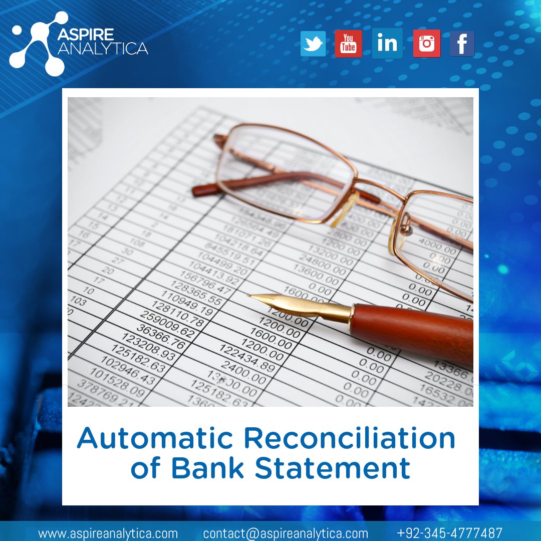 AnalyticaAspire's tweet photo. Forget worrying about reconciling the bank statement with internal company accounts. Invest in our financial management system today!
https://t.co/Gzqovd14lS, 03454777487, 03221600671
#bankstatement #reconciliation #automatic #financialmanagement #financialmanagementsystem https://t.co/aLeo7RAnxJ