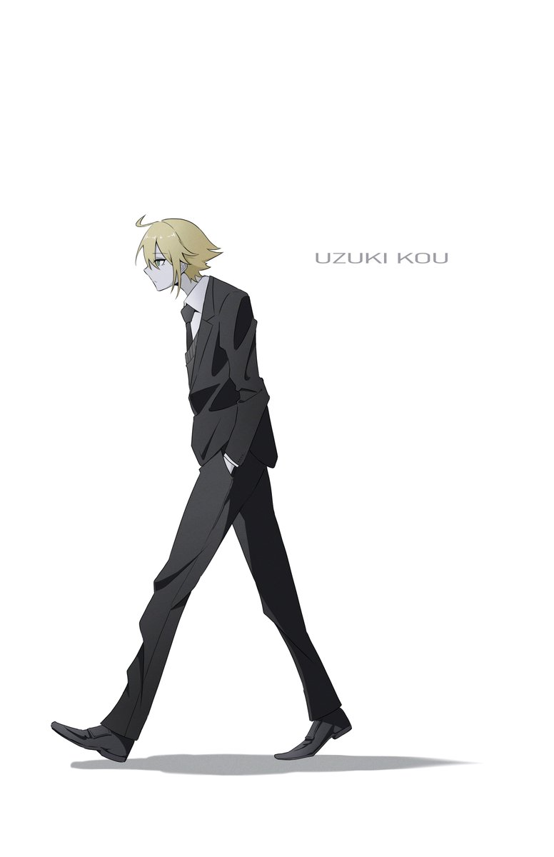 solo formal 1boy blonde hair suit male focus necktie  illustration images