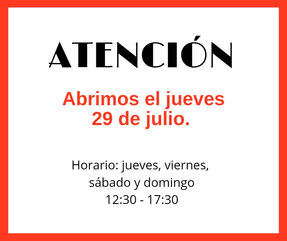 Después de las vacaciones abrimos de jueves a domingo sólo a mediodía.