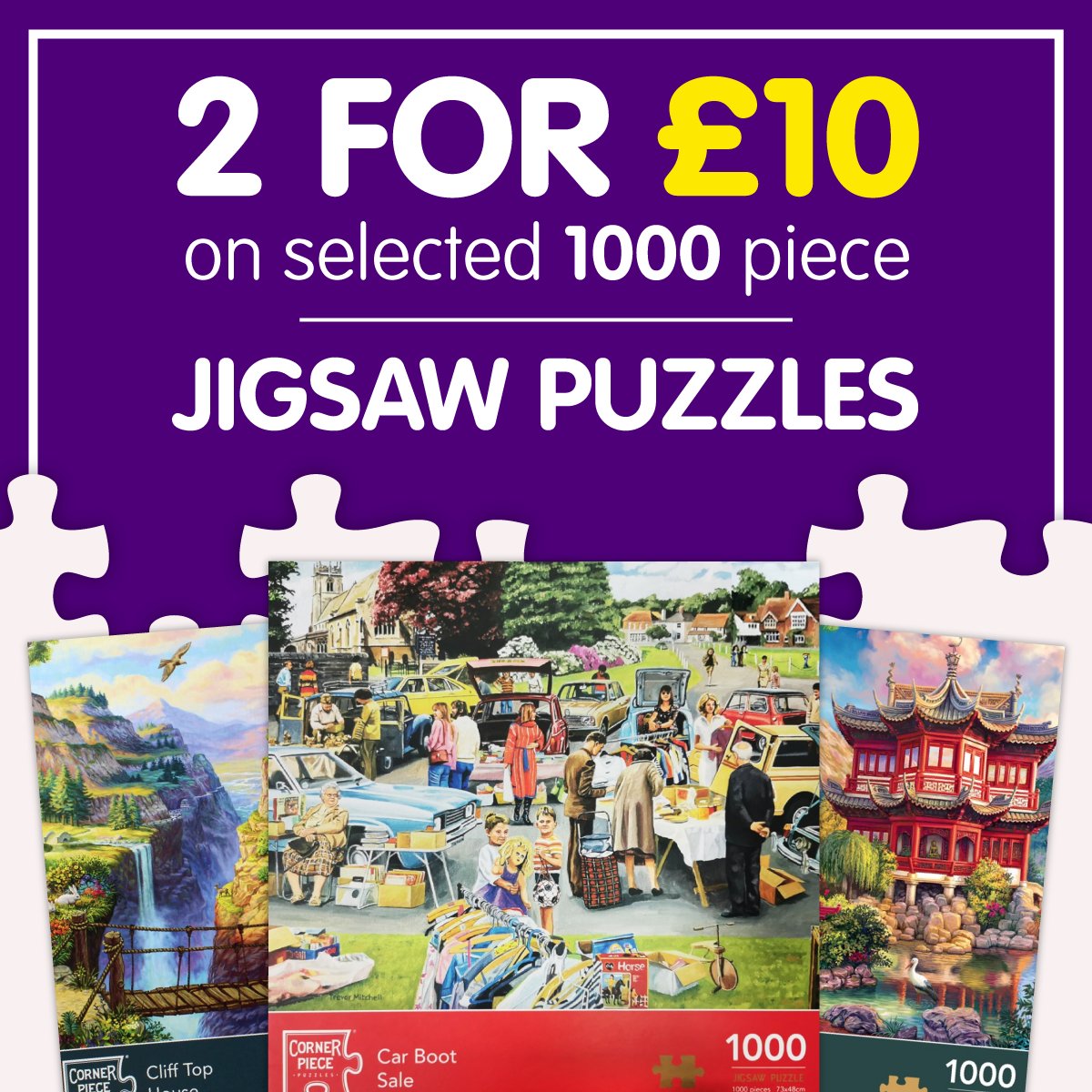 OFFER ALERT!🚨🧩 2 for £10 Jigsaws Selected 1000 piece jigsaws Go, go, go! bit.ly/3i9bNLG