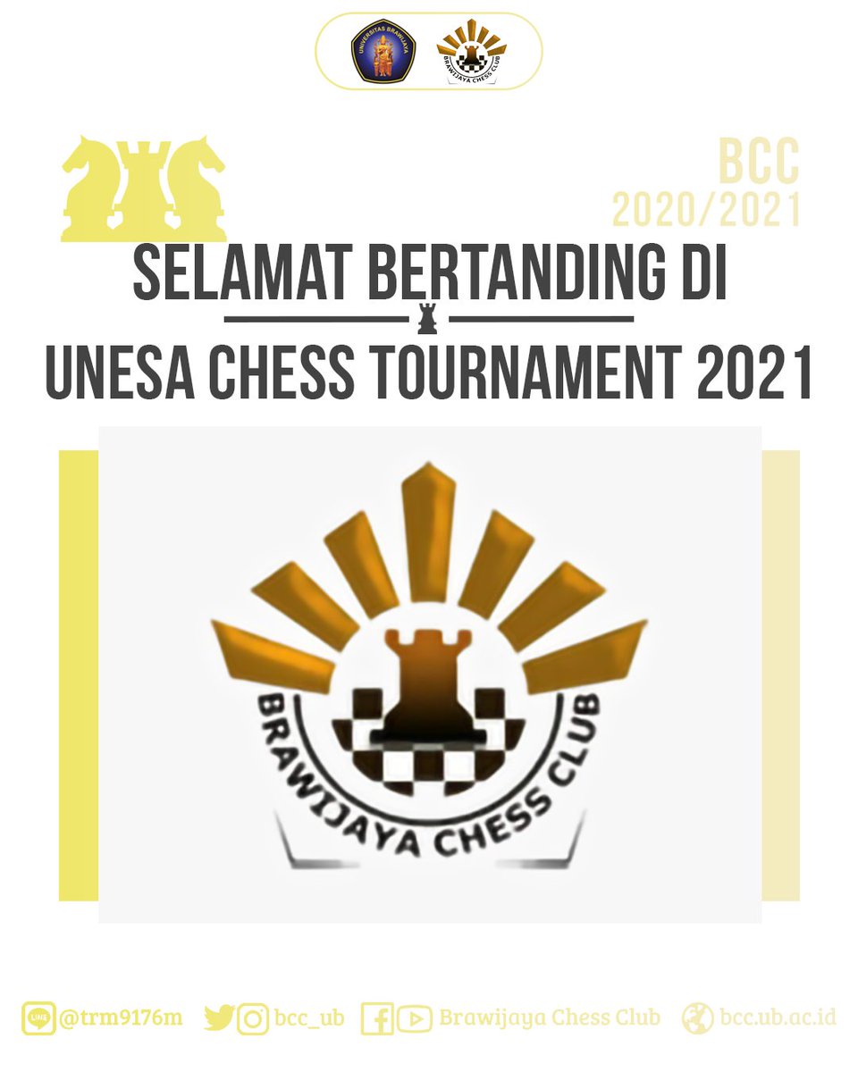 bcc_ub's tweet photo. [UNESA Chess Tournament 2021]

Hallo Warga BCC
Beri semangat yuk buat atlet kita 
Berikut daftar atlet kita yang akan bertanding :

1. Sholahuddin Al Ayyubi
2. Izzatuz Zuhroh
3. Singgih Satria Lesmana
4. Fernanda Agus Saputra Pribadi
5. Aji Bagus Wicaksono
6. Ken Nahel Falsaveta https://t.co/7lpK2GpfOk