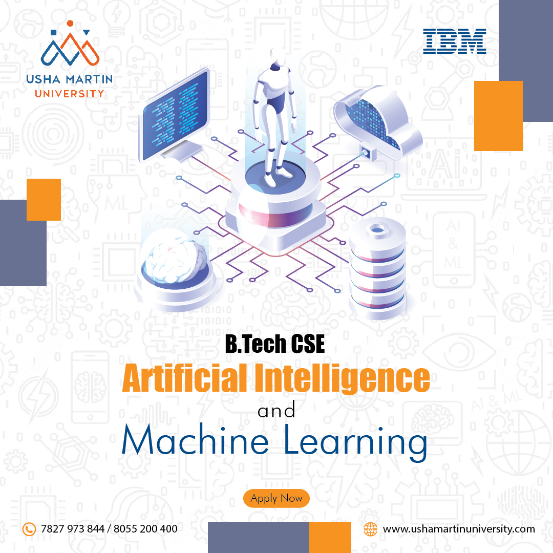UshaMartinUnv's tweet image. &quot;B.Tech in Collaboration with IBM&quot;
Admission Open  in  Artificial Intelligence &amp;amp; Machine Learning at Usha Martin University. Apply Now: bit.ly/373sYbk
#AdmissionOpen #UshaMartinUniversity #CollaborationwithIBM  #MachineLearning #AI