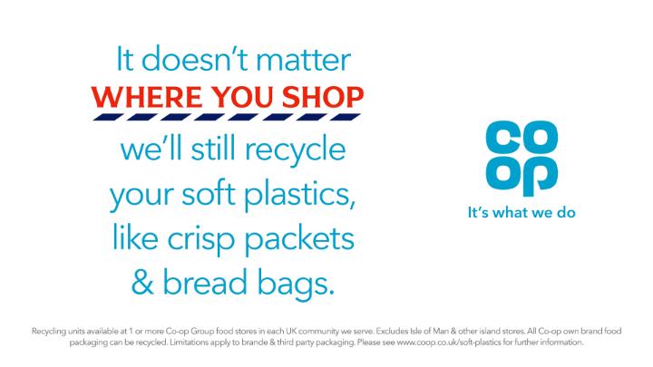 Bread bags ✔ Crisp packets ✔ Chocolate wrappers ✔ 

You can recycle all soft plastics in the recycling units at <a href="/coopuk/">Co-op</a> stores

find your nearest store here 👉 coop.uk/3dXupfm