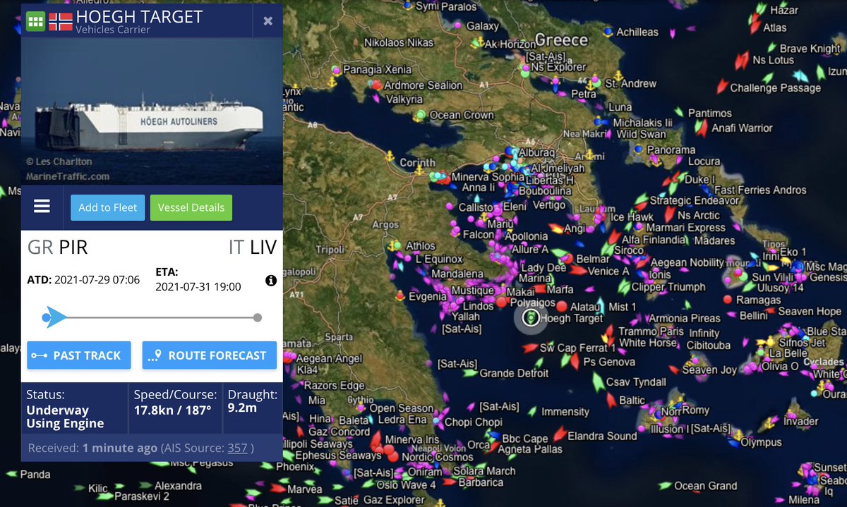 FMossotto's tweet photo. #HoeghTarget left Athens (GR), next stop Livorno (IT)
#1 ship in Q3
(#1 for EU | #1 from SHG)
$TSLA #Tesla #Model3 #ModelY #TeslaCarriers
https://t.co/AIr2qLq95e https://t.co/DSgpIYkotA