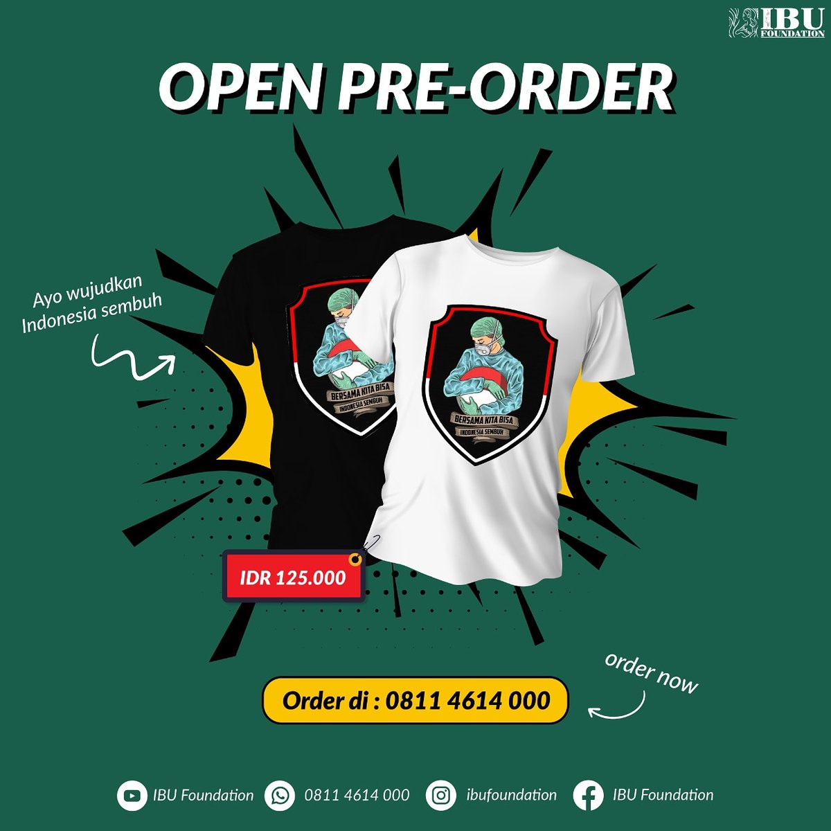 Ayo sama2 gaungkan "Indonesia Sembuh" dengan memesan kaos ini. Bahan adem, desain kece, harga murah hanya 125k. Silahkan hubungi hotline untuk pemesanan. #IndonesiaSembuh #BersamaKitaBisa