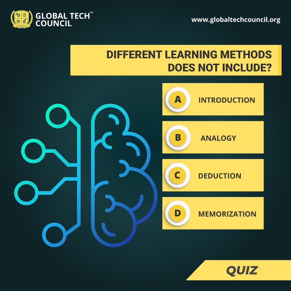 GTechCouncil's tweet image. Have you tried learning using different methods?
Then this quiz question is right up your alley!
Enroll now - bit.ly/3j0PzKZ
#machinlearningquiz #machinelearningexpert #Thursdayquiz