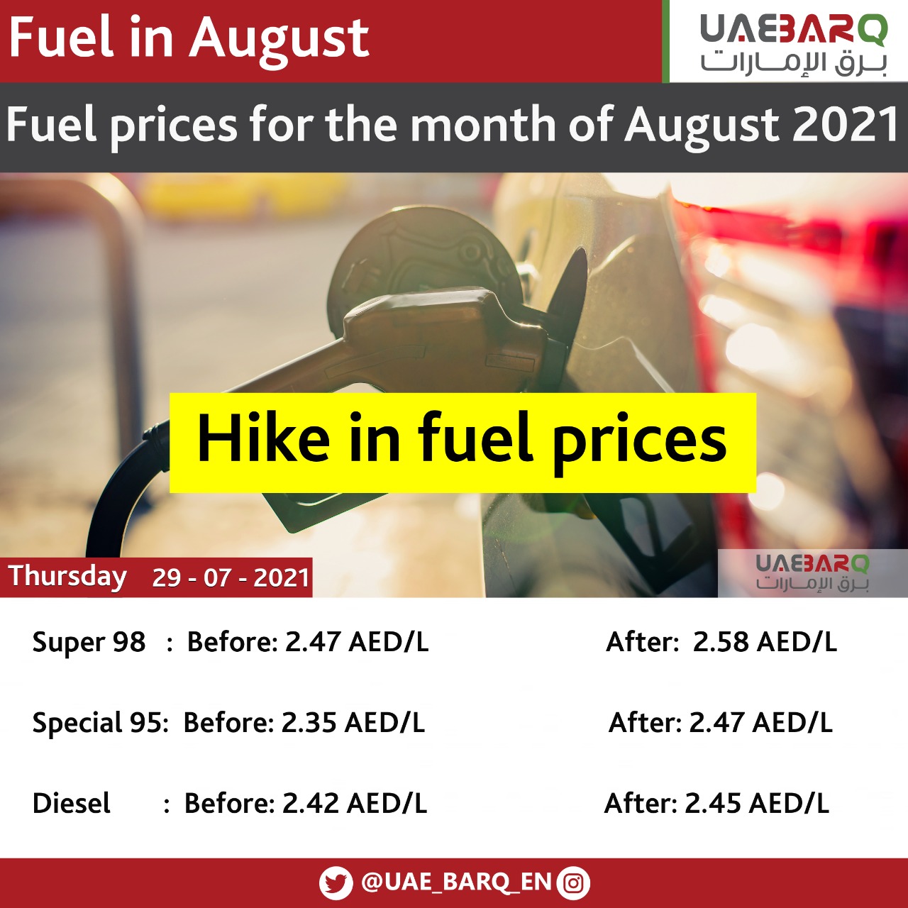 UAE BARQ on Twitter "Fuel prices for the month of August 2021. UAE