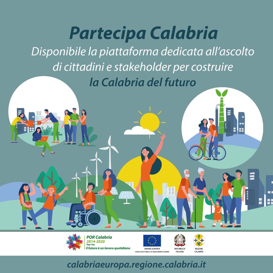 📲 Disponibile la piattaforma “Partecipa Calabria”, uno strumento di ascolto e di coinvolgimento per costruire la Calabria del futuro, disponibile fino al 15 settembre 2021
🔗Accedi alla piattaforma 👉
bit.ly/3x8aYqL
La news 👉 bit.ly/376G0F2