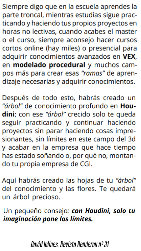 davidinlines's tweet photo. En la revista @renderout nº 31 escribí este consejo que a lo largo de los días algunas personas me lo han agradecido. Solo con eso, ya estoy contento. Descarga desde aquí la revista y disfruta de todos sus artículos. https://t.co/aJjAVEXE01
#Houdini #SideFX #Aprendizaje #Aprender https://t.co/KWtio7xtnc