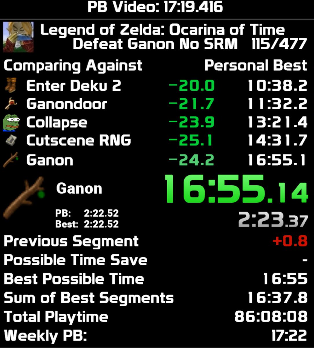 RTA_Dan's tweet photo. well this just happened out of nowhere, sub 17, LET'S GOOOOO
frame counted to a 16:56.633, I failed the last slash twice  because I was extrememely nervous
Video here: https://t.co/Q7zcOUmUqS https://t.co/kV0elT2dMr