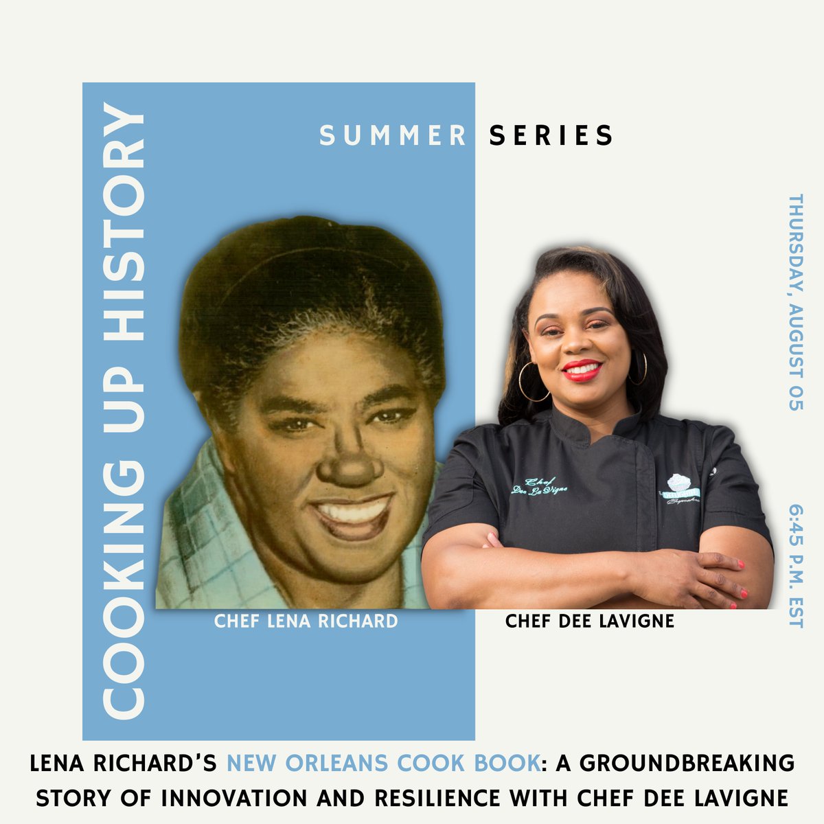 Graphic of Chef Lena Richard and Chef Dee Lavigne