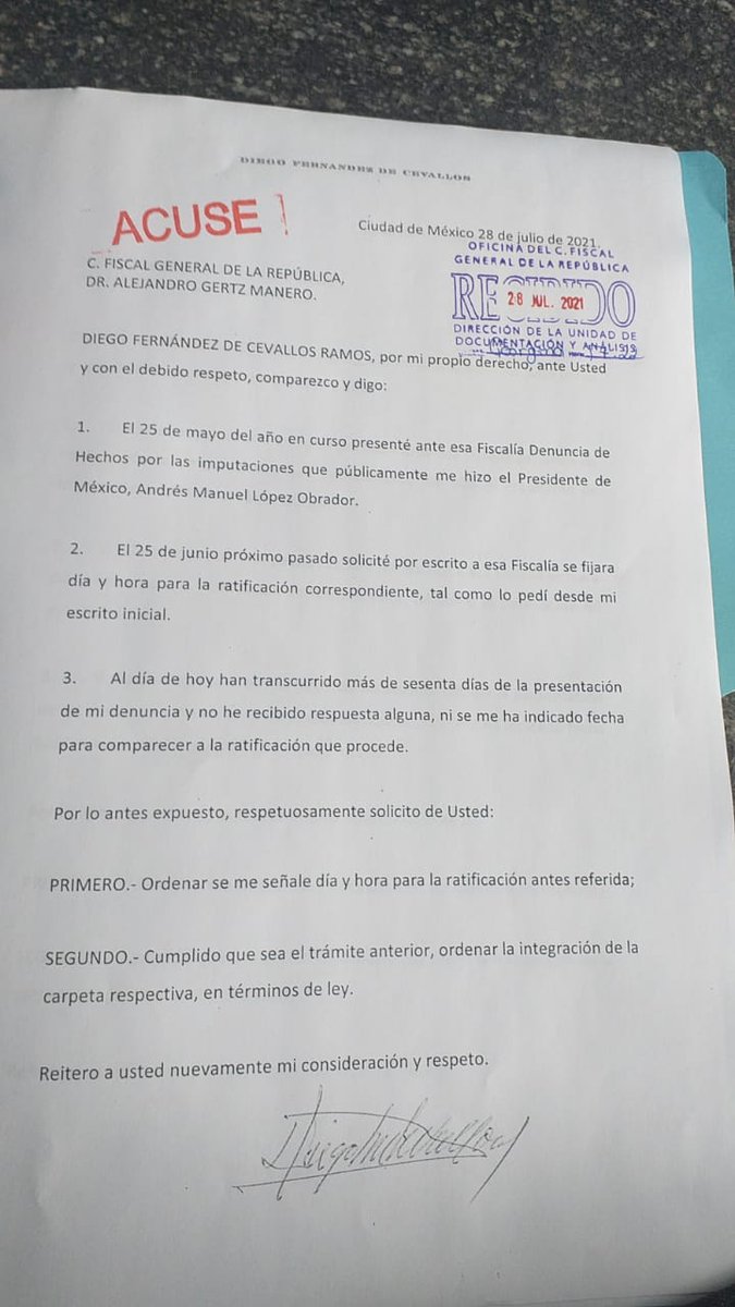 DiegoFC's tweet photo. A pesar de que han transcurrido dos meses de que presenté ante la FGR formal denuncia por los delitos que me imputó Tartufo, no he sido citado para ratificarla y que se ordene la investigación que exige la ley. Este es mi reclamo a la institución: https://t.co/S0CGQ2j7vl