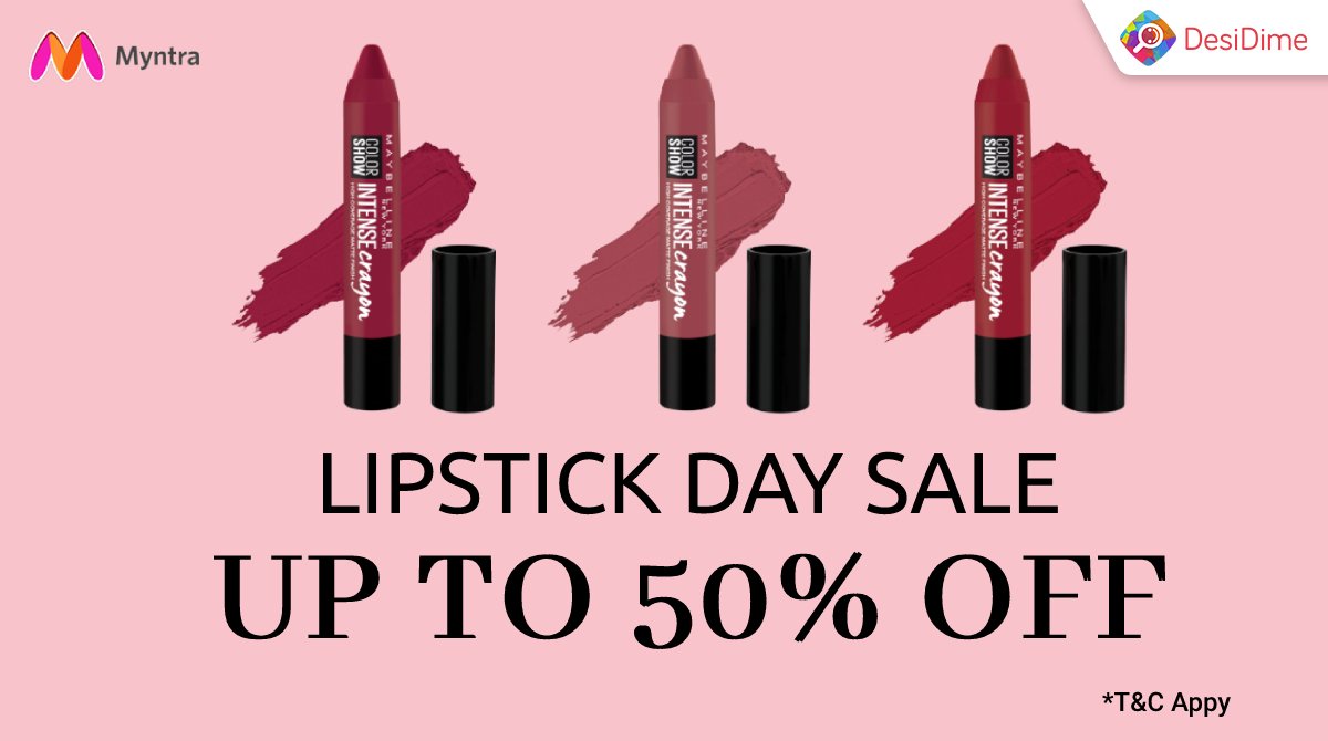 desi_dime's tweet photo. Myntra Lipstick Day Sale ππ€©ππ»
https://t.co/vLwtqsfOxi
β Upto 50% Off
#lipstick #lipstickday #onlineshopping #onlineshoppingindia #shoppingcommunity #hotdeals #dealsonline #cosmetics #makeuplover https://t.co/y0H0qJQcWb