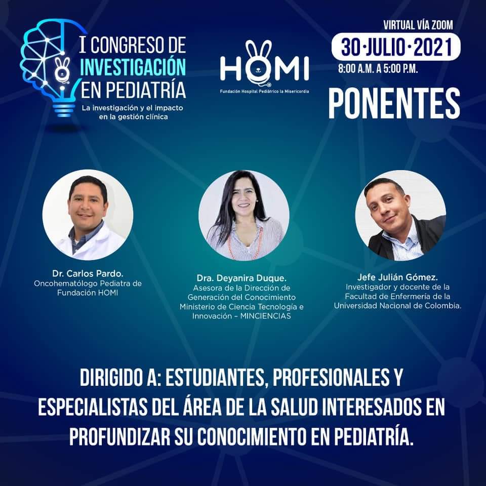 Falta un día para dar inicio a nuestro Primer Congreso de Investigación en Pediatría, ¿Ya te inscribiste?

¡Te esperamos virtualemten este 30 de julio! 
Más información en fundacionhomi.org.co/primer-congres… 

#FundaciónHOMI
#EventoHOMI
#CongresoPediatría
#PediatríaEnColombia 
#HOMI124Años
