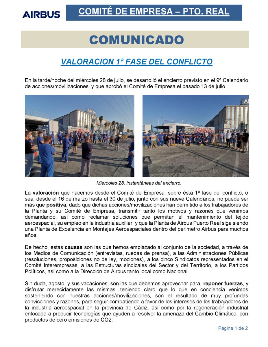 CCOOAirbus_PR's tweet photo. Damos a conocer el trabajo de la plantilla de Airbus Puerto Real frente a las intenciones de la compañía de sacarnos sin argumentos sólidos y convincentes de la Planta.
El futuro está en mantener la Planta de Puerto Real como centro productivo Airbus. https://t.co/fn4TJR7THE