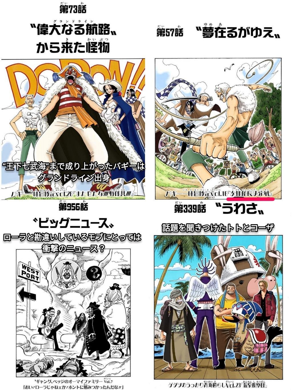 Twitter 上的 まな サブタイトル と イラスト がリンクした扉絵一覧 ワンピースならではの遊び心 Onepiece T Co Tozyokmhng Twitter
