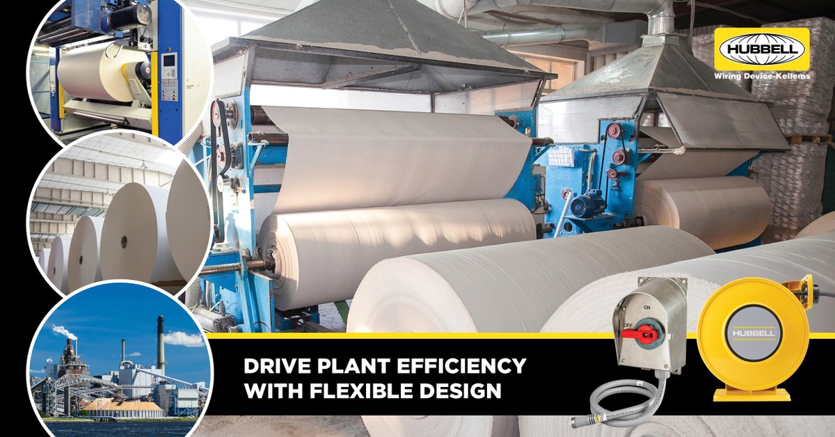 HubbellHCI's tweet photo. Flexible design for the Pulp &amp; Paper industry includes portable and ergonomic solutions to reduce downtime. Checkout how our electrical product line keeps you more operational at https://t.co/6w3B04nDkc #pulpandpaper #plantefficiency https://t.co/c7QYG3uBz0