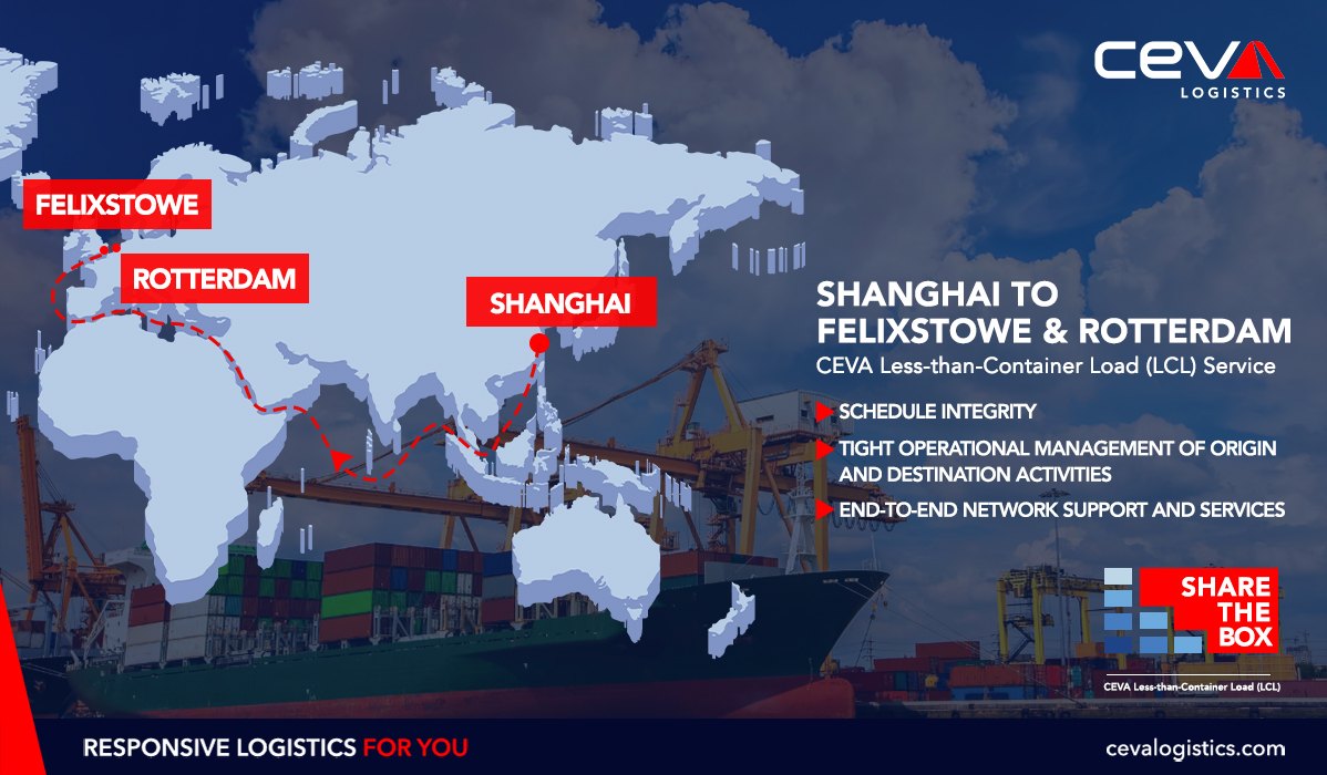 cevalogistics's tweet photo. ๐ข Share the box for your next shipments from Shanghai to Felixstowe, UK and Rotterdam, NL.
Find out more: https://t.co/nNQl1vmPkY
#CEVALogistics #ResponsiveLogisticsforYou #LCL #LessthanContaimerLoad #SharetheBox #OceanFreight https://t.co/93gKmQM7uk