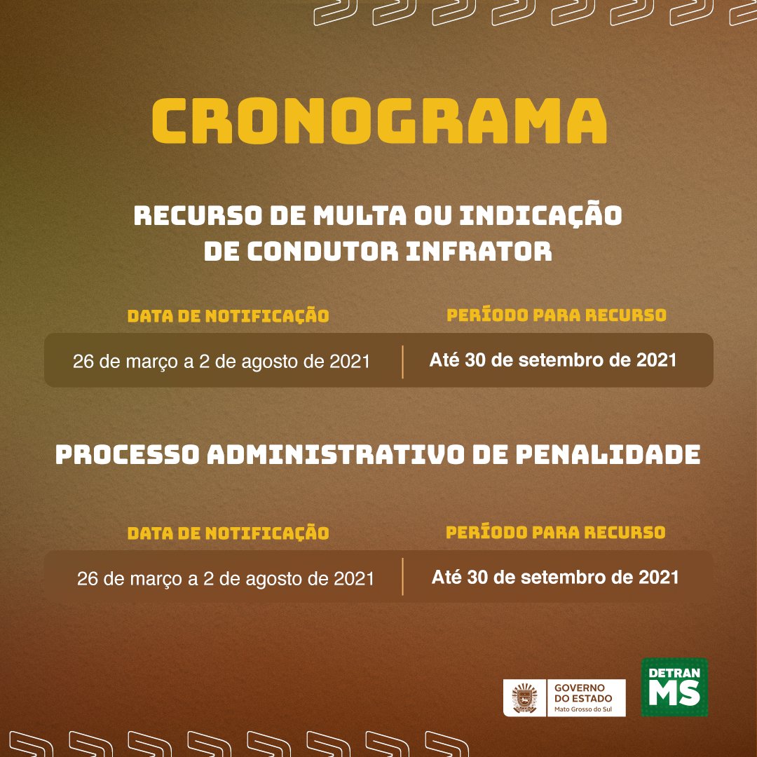 DetranMS's tweet image. Novos prazos para os recursos de multa, indicação de condutor infrator e outros processos. Confira o novo cronograma, de acordo com a Deliberação 231 do Contran. 😉
➡️ Para saber mais, acesse: bit.ly/NovosPrazosDet…