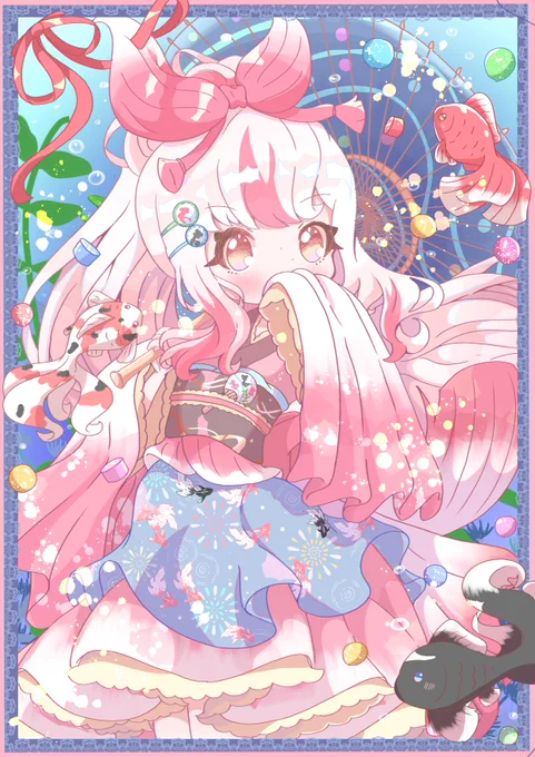 夏祭りのお姫様
#創作 
#創作イラスト 
#夏イラスト 
#絵描きさんと繫がりたい 