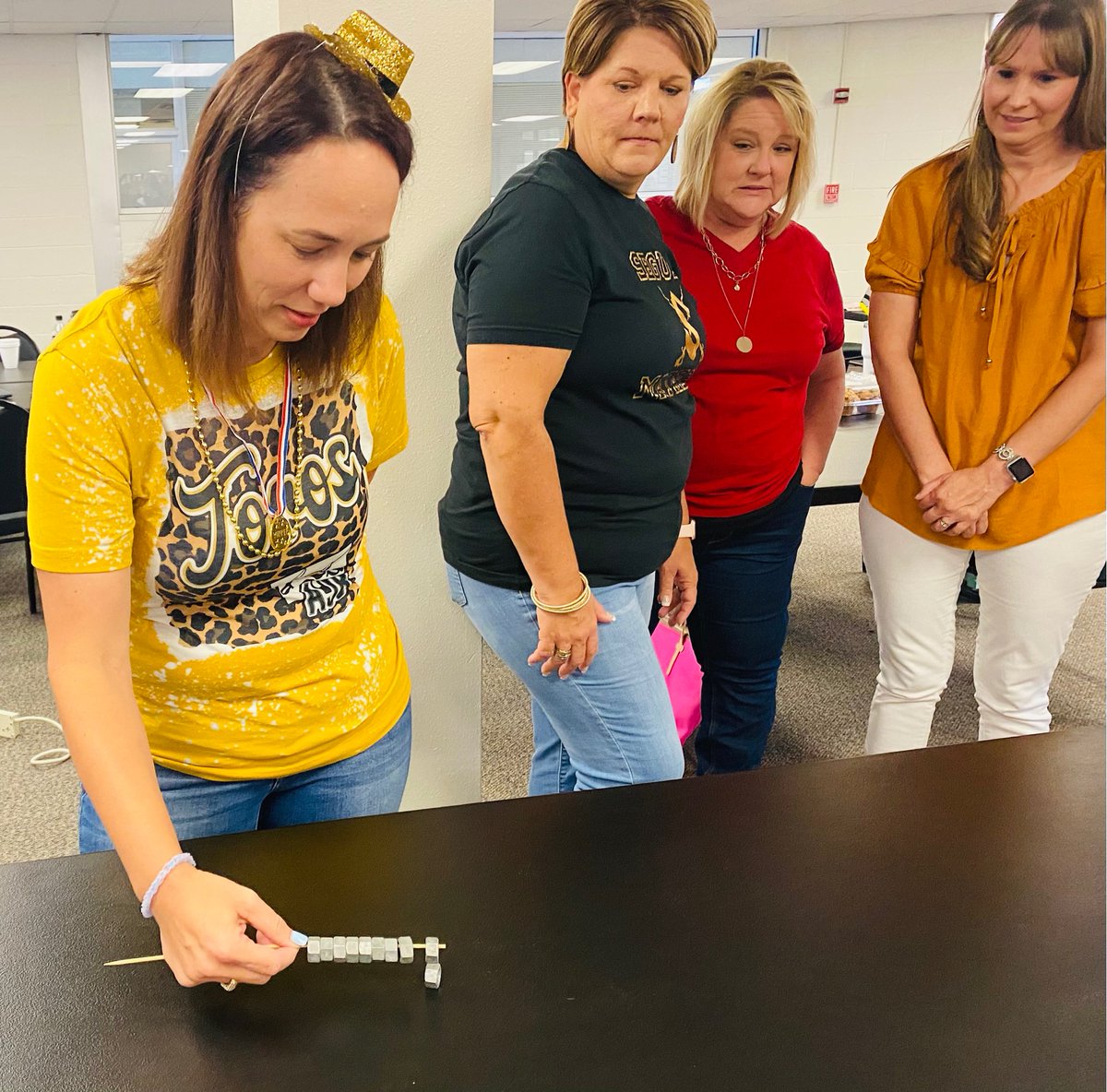 AJBriesemeister's tweet photo. 🥇🏆@AJBriesemeister Asst. Principal, @NatMcfaddenajb &amp; Academic Dean, @AlPape155, CRUSHING IT in an individual event at @SeguinISD’s #LeadershipSummit Matador Olympics 2021! #AJBisThePlace2Be #HiddenTalents #MadSkills #StacksOnStacksOnStacks https://t.co/X6zbNAustg