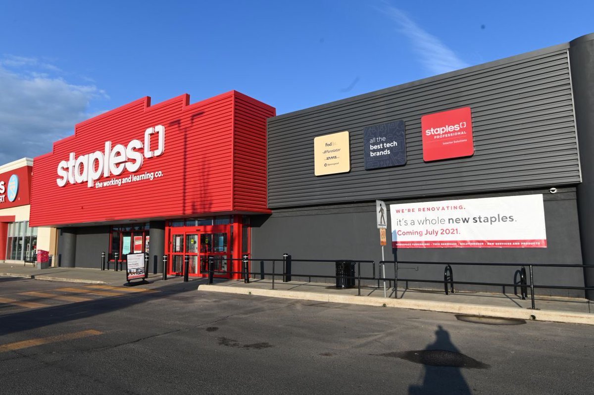 CertaProCalgary's tweet photo. Recently completed this painting project on both the interior and exterior of this Staples in Edmonton to help transform them from an office supply store, to the working and learning company. Congratulations Staples! #businessandcommercialpainting #commercialpainting https://t.co/GE5eqf2ikD