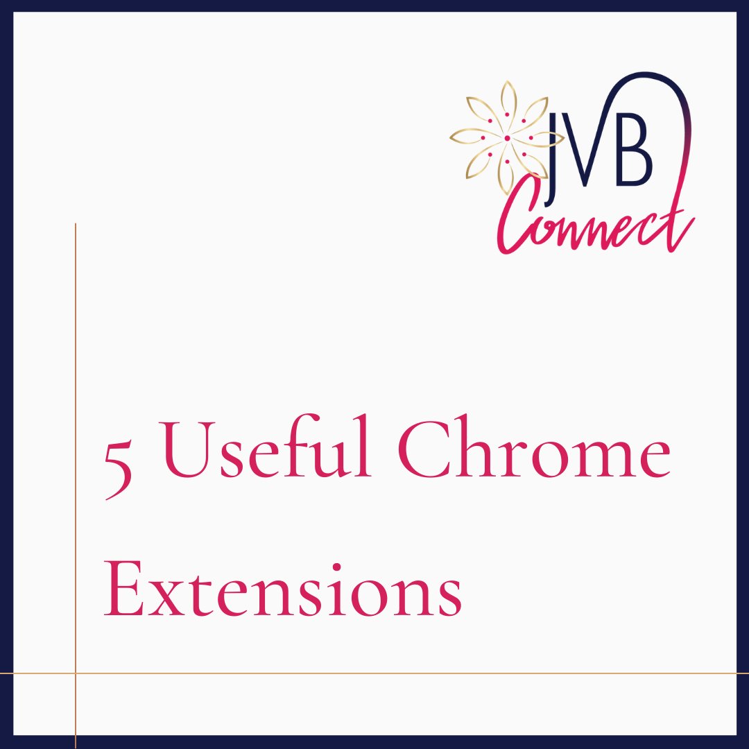 We're all about making life easier at JVB Connect and that includes utilising all the #Chrome extensions we can.

💠 Grammarly
💠 Dashlane 
💠 Loom 
💠  Boomerang for Gmail
💠 Tab Wrangler 

Got a favourite that isn't on this list? Share below! 👇