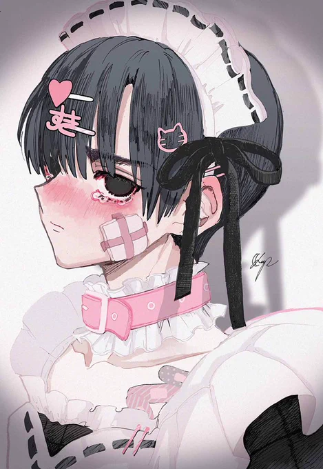 首輪付きメイド服着させられてる男の子、 