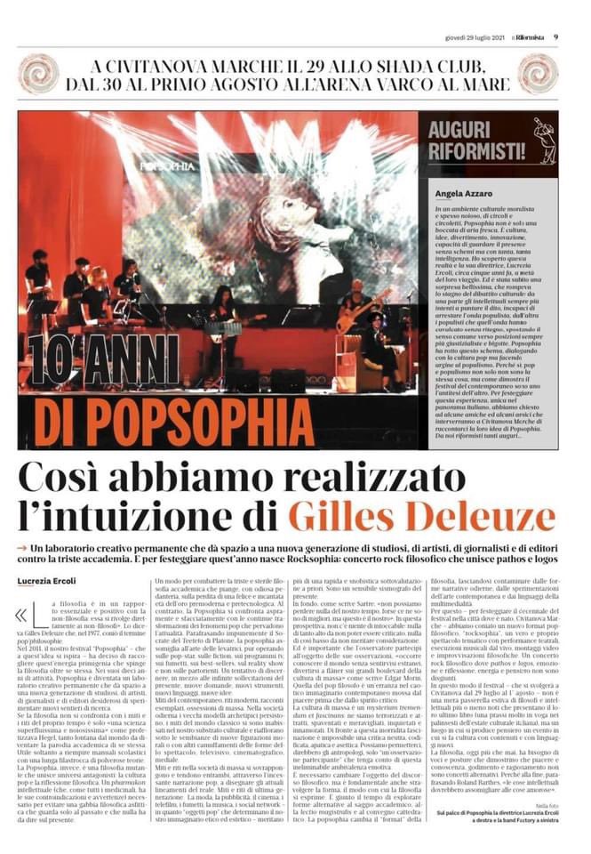 Popsophia's tweet photo. Oggi su @ilriformista un lungo inserto dedicato al nostro decennale!

Un ringraziamento speciale ad @AngelaAzzaro e Silvia Bellucci per aver costruito queste bellissime pagine, con il contributo di @JoIlaria, Salvatore Patriarca,  @AriemmaTommaso e Umberto Curi! https://t.co/JVwI5M8SKo