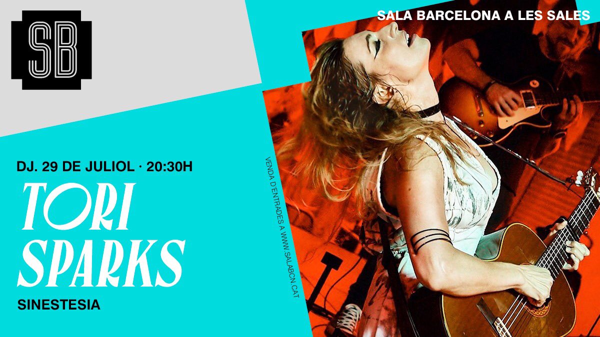 HOY @torisparks 
entradas.codetickets.com/entradas/id/11…
#salaBCN @AsaccConcerts @bcncultura 
#Cantautora #Rock #Blues #Country #FlamencoFusión
#Sinestesia #DrinkMusicArt #Barcelona #musica  #culturabarcelona #livemusic #DistricteSantsMontjuïc #Sants #SantsEstació #PlaçaDelCentre #Sinestesia