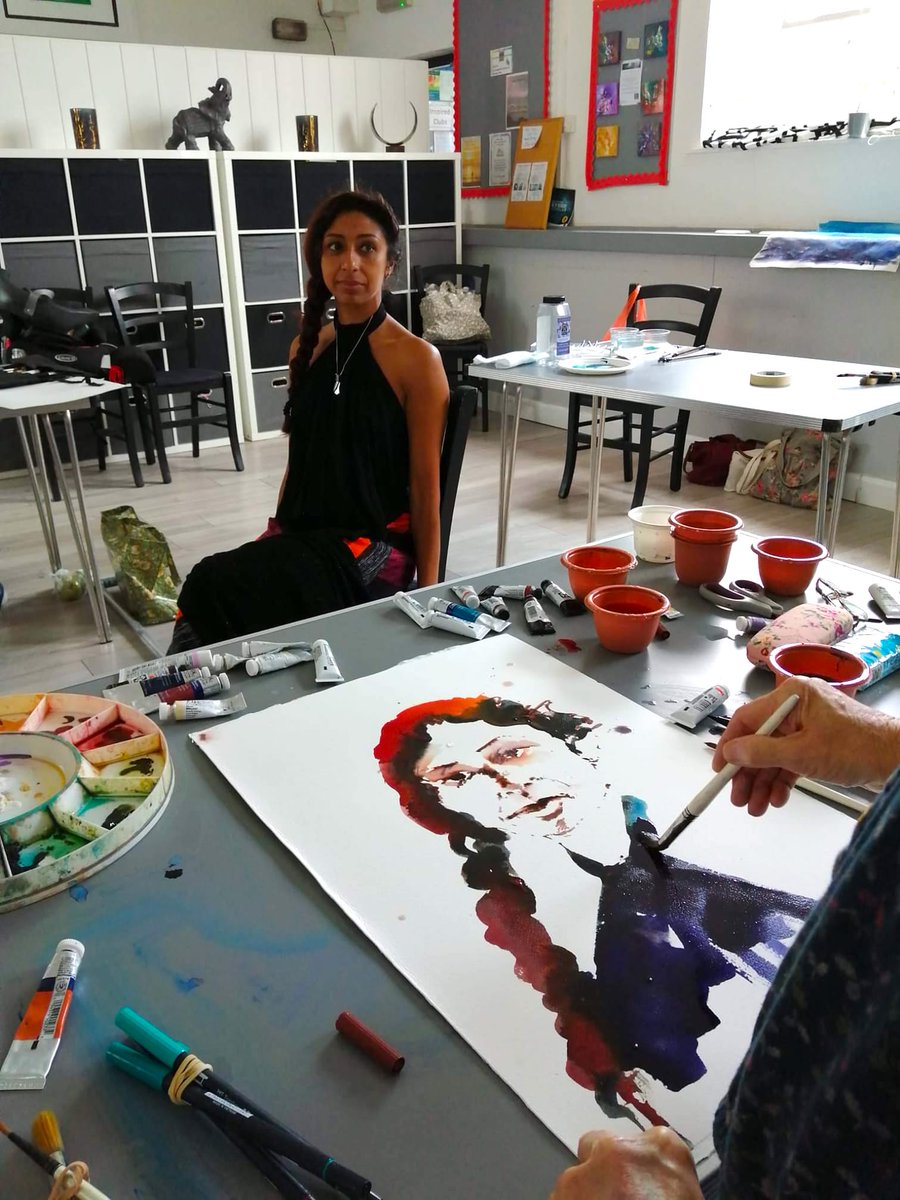WeightReed's tweet photo. watercolour/gouache portrait demonstration yesterday at the Inspired HUB.   https://t.co/Ruo9qofDt3 https://t.co/Tvju3d71tG