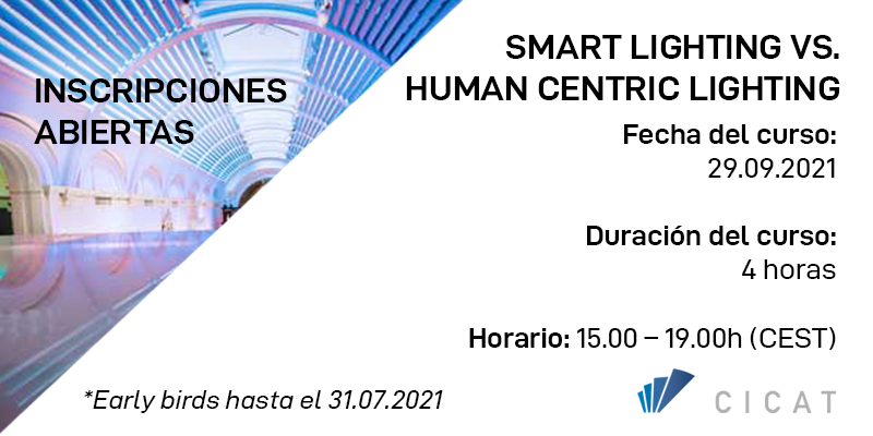 ¿Has visto nuestro curso #SMARTLIGHTING VS #HUMANCENTRICLIGHTING? Entiende las diferencias entre ambos, qué aporta cada uno a cada proyecto y cómo afectan a la salud del usuario/a. 
📅 29/09/2021 
🕒 15:00h-17:00h 

▶️ Más información e inscripciones: clusteriluminacion.org/campus-cicat/#…