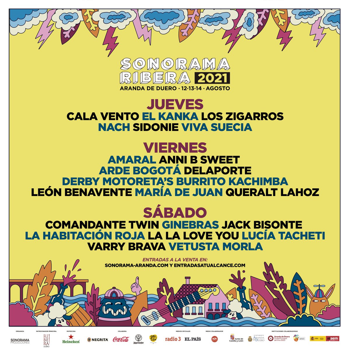 ¡Os presentamos el cartel por días de Sonorama Ribera 2021!

Y sí, habrá entradas de día que saldrán a la venta mañana a las 12:00h en nuestra web (sonorama-aranda.com).