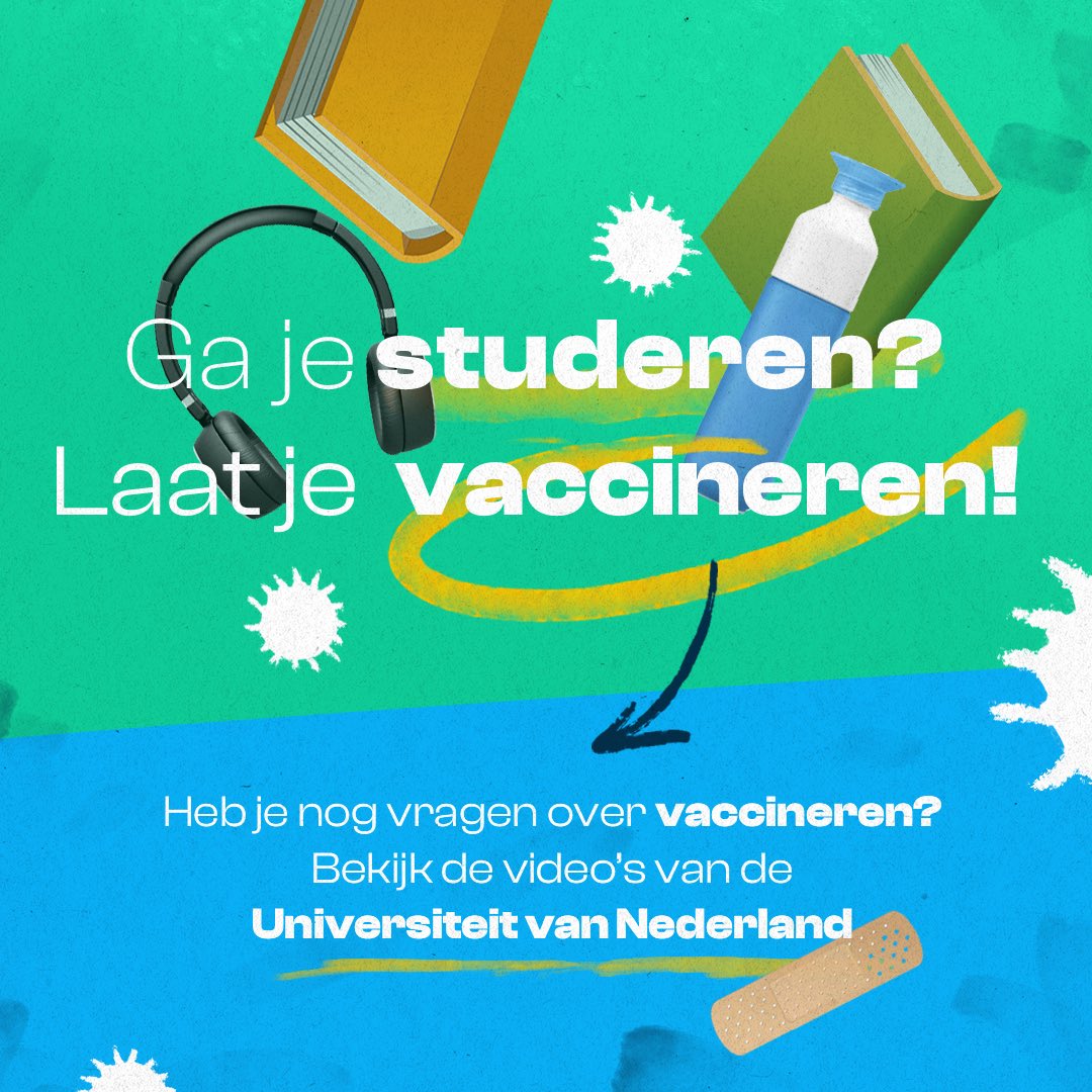 Ga je studeren? Laat je vaccineren! Twijfel je? Laat je goed voorlichten. universiteitvannederland.nl/corona
Overheid: geef studenten topprioriteit! Ze zitten al te lang thuis.
#studentenop1
#hartvoorstudenten ⁦<a href="/MinPres/">Dick Schoof</a>⁩ ⁦<a href="/MinOCW/">Ministerie van Onderwijs, Cultuur en Wetenschap</a>⁩ ⁦<a href="/ivanengelshoven/">Ingrid van Engelshoven</a>⁩ ⁦<a href="/hugodejonge/">Hugo de Jonge</a>⁩