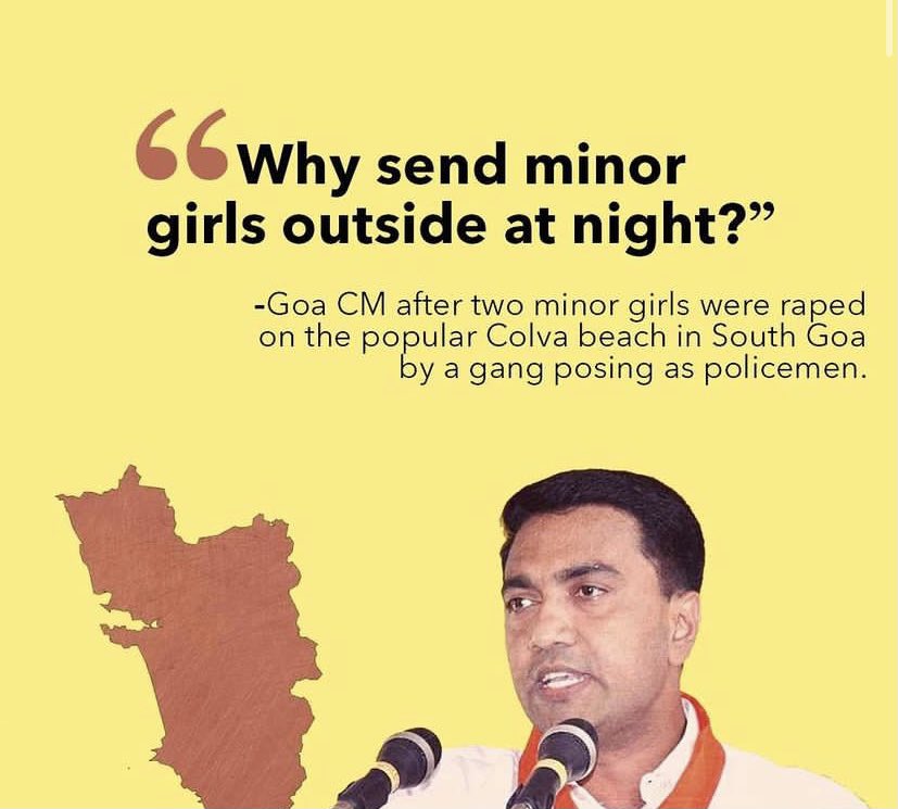 _advjatindua's tweet photo. WHY NOT BAN THE ENTRY OF BOYS AT THE BEACH AFTER DARK? 
BUT, BEFORE THAT, 
WHY DON’T YOU STEP DOWN FROM THE POST OF CM! #PramodSawant Ji Lay more emphasis on making India a safer place for girls to roam at night  rather than making them confined at homes
#goacm #goacm #govtofgoa https://t.co/q602i6vwXL